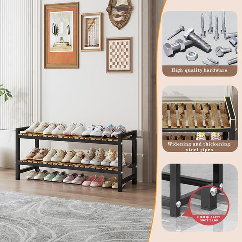 ZHUTIANXIA 2Tier Closet Closet Shoe Rack Organizer for Small Spaces Long Narrow Shoe Stand, Shoe Rack, Small Shoe Shelf
