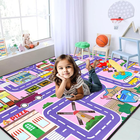 3x5 Car Rugs for Kids Toy Cars - Car Track Carpet for Boys Road Rug for Bedroom Road Map Carpet for Kids Toy Play Mat