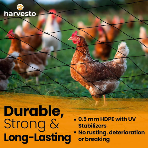 Harvesto 1-1/2" (25' 25) Heavy Duty Bird Netting for Chicken Coops & Runs | Tree & Garden Netting Mesh | Keep Hawks