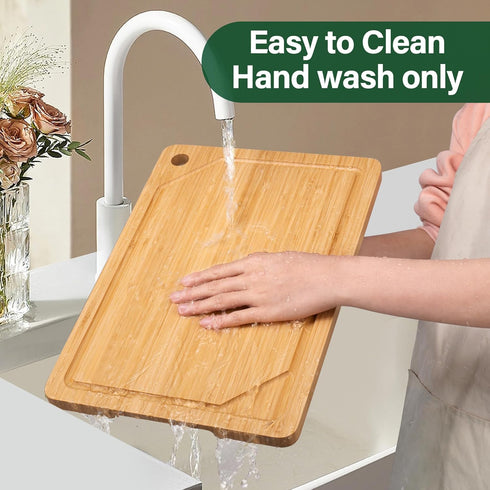 WILLKOMMEN Set 3, Set, Set Bamboo Cutting Board of Cutting Boards For Kitchen with Juice Groove, Bamboo Chopping Board