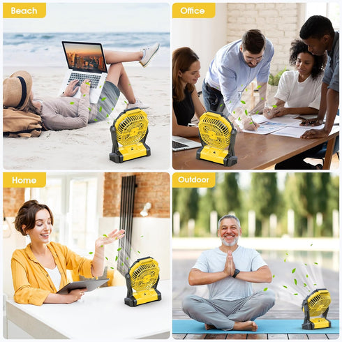 Portable Rechargeable Fan, 20000mah Cordless Battery Powered with LED Lantern for Travel, Home, Camping, Office