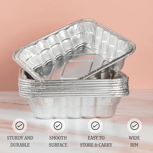 PLASTICPRO Disposable 10'' X 10'' X 3'' Aluminum Tin Foil Baking Pans - Perfect for Cakes, Breads, Lasagna