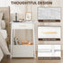 3-Tier Olldide Bedside Table with Storage, Modern Square Nightstand with Fabric Storage Basket & Drawers