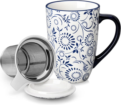 vancasso SELENE Porcelain Tea Mug, 18 oz Porcelain Tea Cup with Infuser