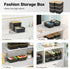 Plastic Storage Baskets with Bamboo Lid - 6 Pack Stackable Containers for Organizing Shelves, Drawers, Desktop, Office