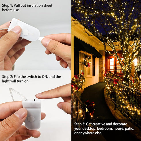 32 10 30 VOOKRY Pcs Fairy Lights Battery Operated String Lights - ft LEDs Waterproof Copper Wire Mini Firefly Starry