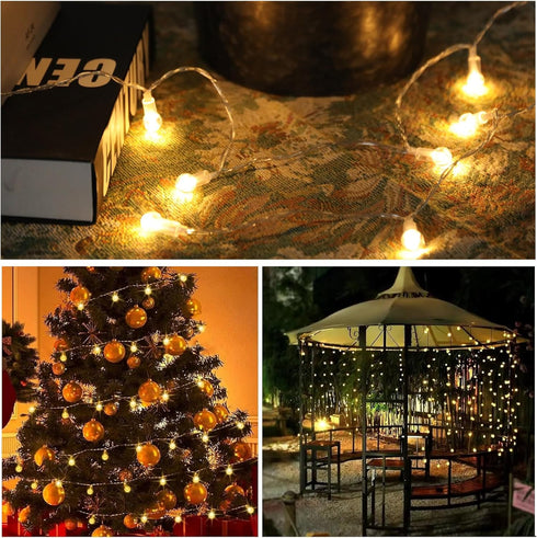 2 Packs 6Ft 20 Bulbs, Vigdur Globe String Lights - Decorative String Lights Battery Operated with Mini Bead Indoor