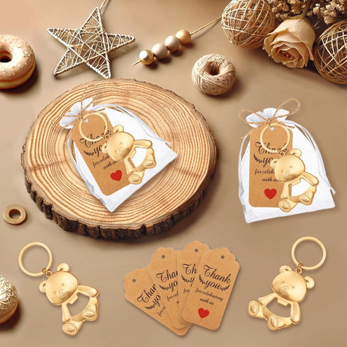 50PCS Bear Bottle Openers Keychain Baby Shower Party Favors Bottle Opener Bears for Theme Party Birthday Return Favors