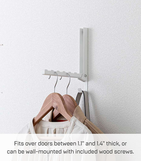 Smart Over The Door Coat Hook Organizer, 2-Hook Collapsible Rack for Entryway or Bedroom Closet - Steel