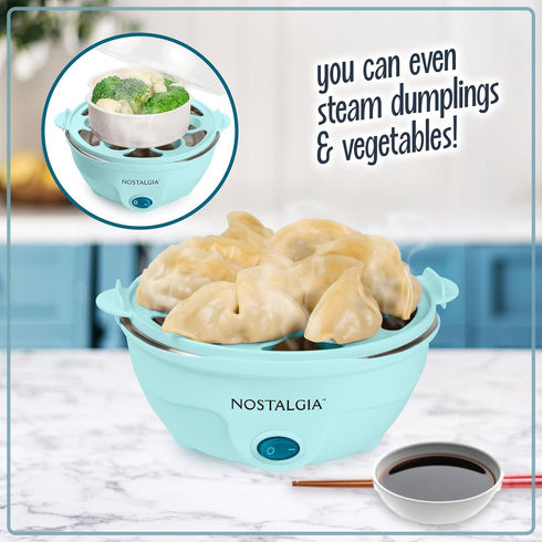 Nostalgia Retro Electric Large Hard-Boiled Egg Cooker, 7 Capacity, Poached, Scrambled, for Keto & Low-Carb