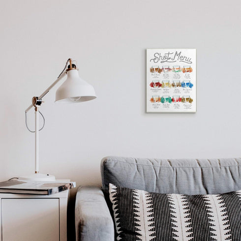 Stupell Industries Cocktail Shot Menu Kitchen Drink Recipes, Designed by Daphne Polselli Wall Plaque, 10 x 15, Off- White