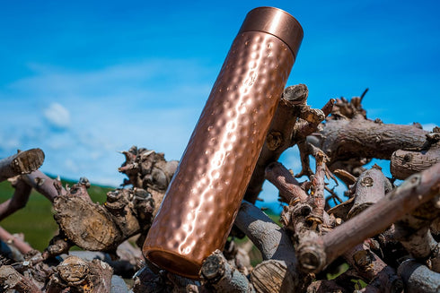 Copper Water Bottle - 34oz Hammered Vintage Design, Handcrafted Ayurvedic Pure Copper Vessel for Drinking Water
