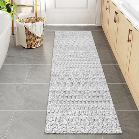 Collive Hallway Runner Rug 2x6, Non Slip Rubber Backed Gray Cotton Carpet, Washable Farmhouse Rug for Hallways