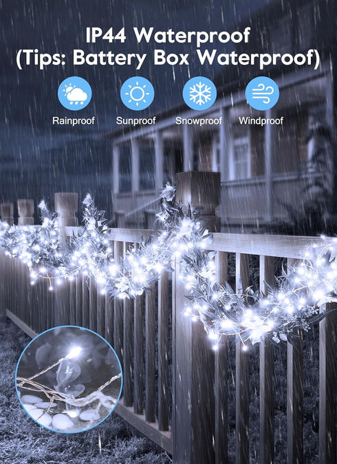 5 60 2 Pack Outdoor Fairy Firecracker Lights Battery Operated, Feet LEDs Twinkle String Lights with Remote, Starry