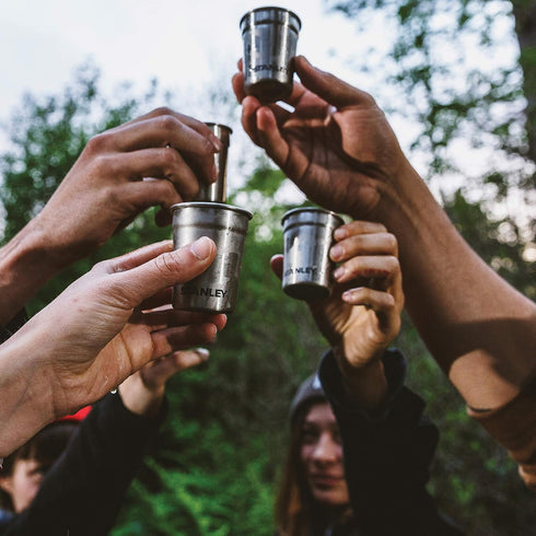 Stanley Adventure Pre-Party Shot Glass Set | 4 Stainless Steel 2 oz Shot Glasses in Travel Case | Matte Black
