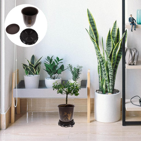 26x20cm GANAZONO Plastic Vintage Chinese Style Planter Flowerpot with Display Stand Succulent Pots Cactus Bonsai