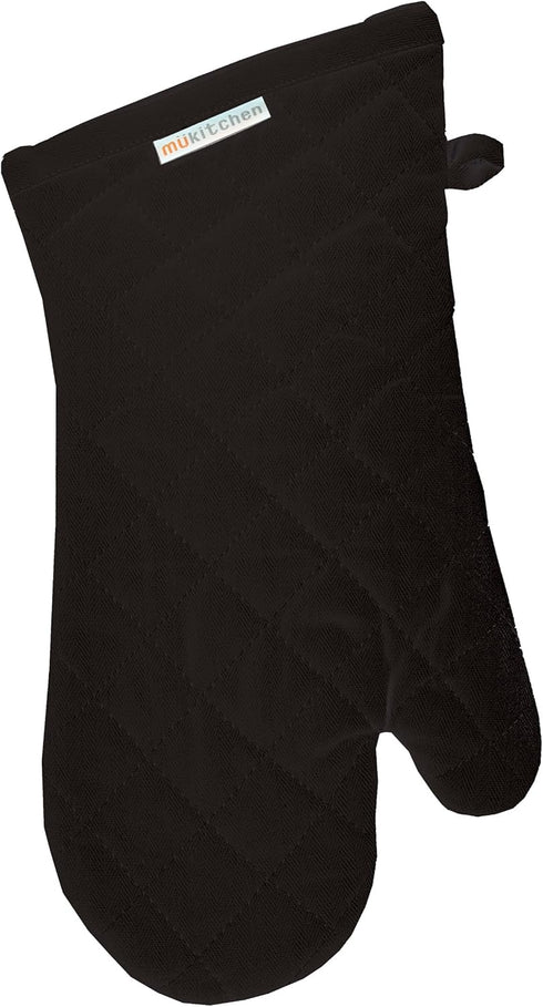 MÜkitchen MÜmitt Classic Herringbone Cotton Oven Mitt, Heat Resistant, Onyx