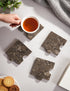 Set 4 Oceanic Stone Marble Drink Coasters of Square Coasters for Coffee Table Living Room Dining Table & Kitchen Decor