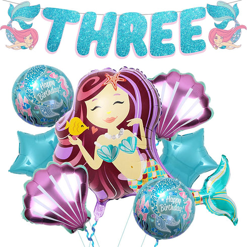 KatchOn Big Mermaid Decorations - Pack of 8 | Mermaid Balloons for 3rd Birthday Party