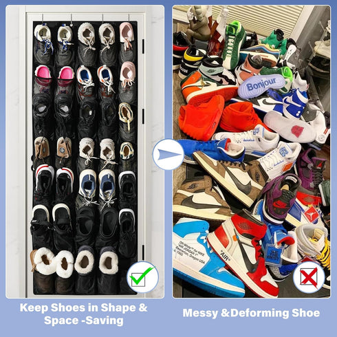 Teikou 35Large 4 Pockets Over The Door Shoe Organizer, Mesh Pockets Shoe Holder Rack, Capacity hanging shoe