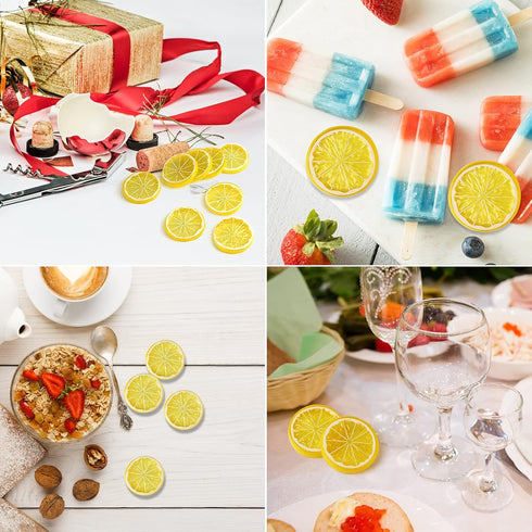 20pcs Mini Simulation Lemon Slices, Fake Plastic Fruit Model for Wedding Decoration, Photography Props, Basket Display
