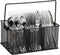 Mind Reader Utensil Holder, Silverware Organizer, Kitchen Caddy, Metal Mesh, 10"L x 7"W x 4.75"H, Black