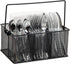 Mind Reader Utensil Holder, Silverware Organizer, Kitchen Caddy, Metal Mesh, 10"L x 7"W x 4.75"H, Black