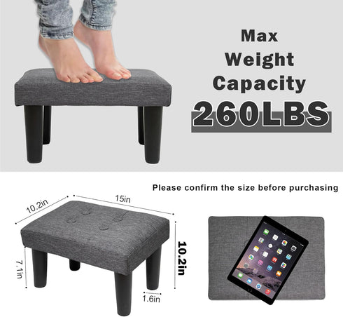CAROLMADE Ottoman Foot Rest, Linen Small Ottoman Foot Stool with Legs Modern Footstool Ottomans for Living Room