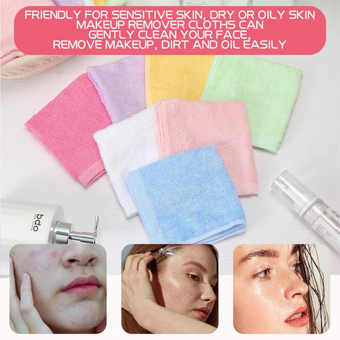 40 Rags(Multicolor,10 10 Inch) Newwiee Pcs Wash Cloth Bulk Cotton Bath Hand Face Washcloths Soft Quick Drying Towel