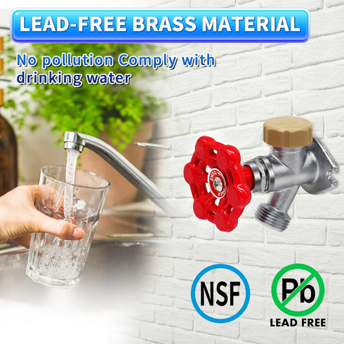 8inch 1/2'' 3/4'' Boltigen Freeze Proof Outdoor Water Faucet, No Lead Brass Anti-Siphon Frost Free Sillcock, Pex