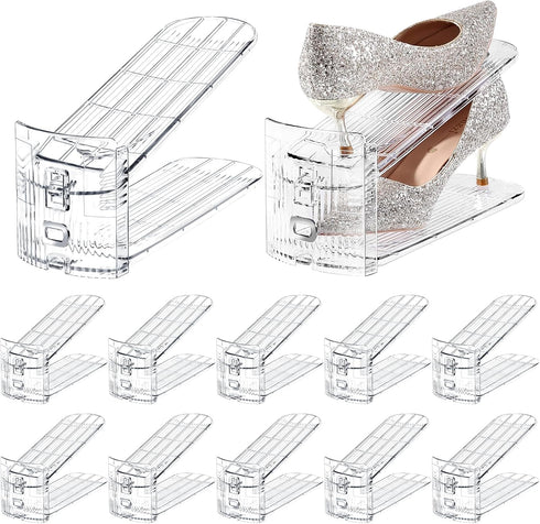 Closet 12 Pack Closet TOPNEW Shoe Slots Organizer for Adjustable Level Shoe Stacker Holder Organization Double Layer