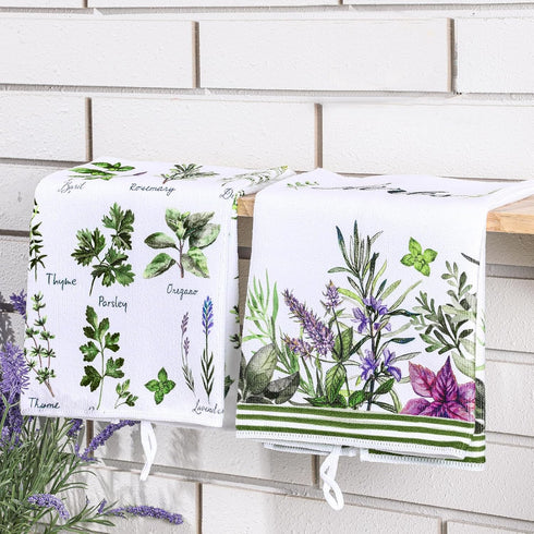6 Pcs Herbs Kitchen Towels - Medical Herbs Dish Towels, Farmhouse Fresh Hand Towels, Gifts for Herb Lovers