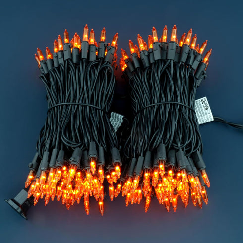 66 200 Count Pack 2 Sets 33 100 Set YULETIME Orange String Lights with Black Wire, ft UL Certified Christmas Light