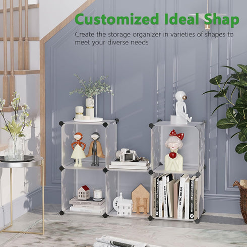 C&AHOME Cube Storage Organizer - 6-Cube Shelves Units, DIY Plastic Modular Book Shelf, 36.6" L x 12.4" W x 36.6" H,