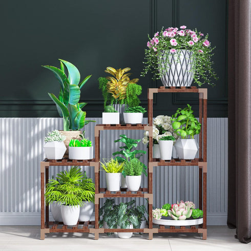 NIREUS Plant Stand Indoor and Outdoor,Wooden Plant Stand Multi Terrace Living Room Corner Balcony and Garden, Wooden