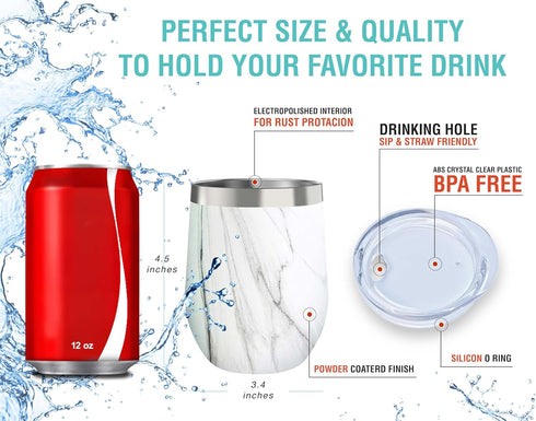 CHILLOUT LIFE 12 oz Stainless Steel Tumbler with Lid, Double Wall Vacuum Insulated Travel Cup