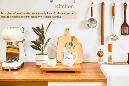 12" Counter (M:12"x7"x1.57") Medium Acacia Wood Riser Pedestal Stand Farmhouse Wood Display Riser for Kitchen