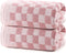 REDKISS 2 Piece Pink Checkered Bath Towels Set - 27x55 Highly Absorbent