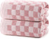 REDKISS 2 Piece Pink Checkered Bath Towels Set - 27x55 Highly Absorbent