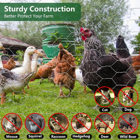 13.8 49 ROADPLUM in x ft Chicken Wire Fencing, Rustproof Galvanized Iron Chicken Wire Mesh for Pet Rabbit, Floral