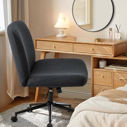 Armless Criss Cross Chair Cover Chair Slipcover Office Desk Chair Covers T-Shape Jacquard Mid Back Wide Seat Accent
