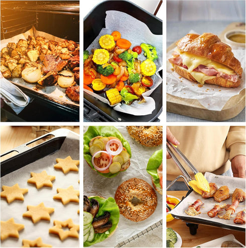 200 Pcs Parchment Paper Baking Sheets - 12"x16" Precut Non-Stick Liners for Baking, Grilling, Air Fryer