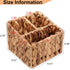 Wicker Remote Control Holder, Hand Woven Desk Organizer with 3 Compartments for Desktop Storage
