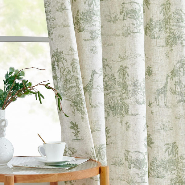 jinchan Linen Toile Curtains 63 Inches Long for Living Room Toile de