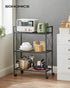 SONGMICS 3-Tier Metal Storage Rack with Wheels, Mesh Shelving Unit for Entryway, Kitchen, Living Room