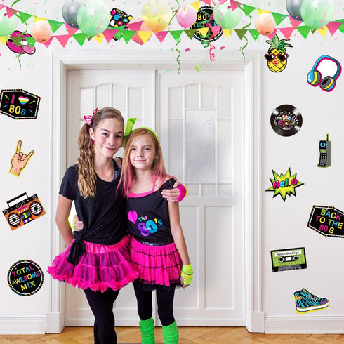 Blulu 80s Party Decorations, 80s Theme Birthday Party Supplies, Banners, Photo Booth Props, Hip Hop Backdrop