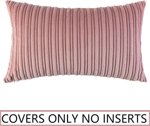 UGASA Velvet Pillow Covers Soft Striped Decorative Throw Cushion Case with Hidden Zipper for Valentine's Day Couch