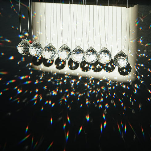 48pcs 20mm HDCRYSTALGIFTS Clear Crystal Ball Prism Chandeliers Prism Sun Shine Catcher Rainbow Pendants Maker, Hanging