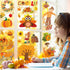 Thanksgiving Fall Window Clings Decorations, 10 Sheets Double Sided Stickers for Kids Home Office Classroom