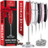Zulay Kitchen Powerful Double Whisk Milk Frother, Handheld Foam Maker with Stand for Coffee, Mini Foamer for Latte